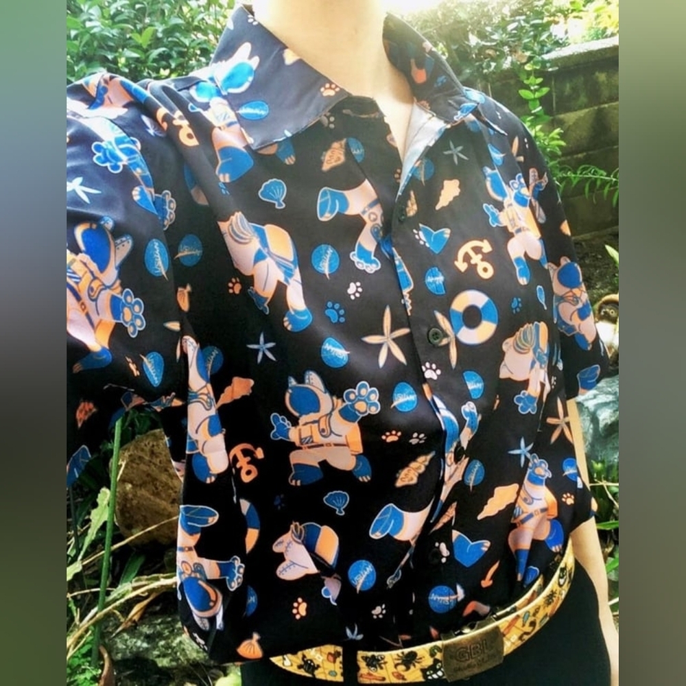 NYASA Space Astronaut Cat Hawaiian Shirt L